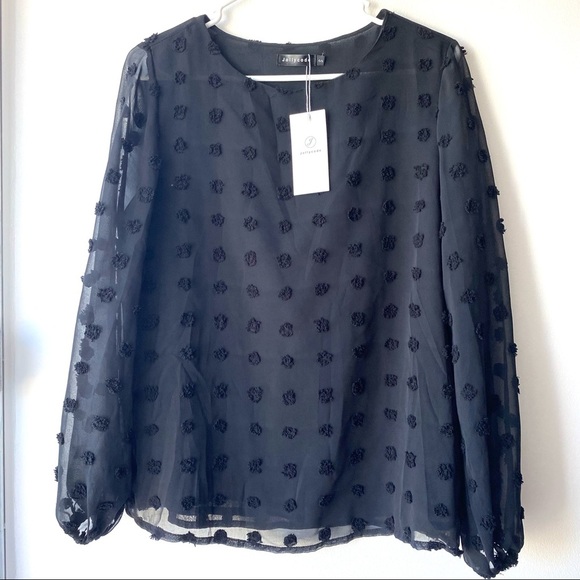 Sheer Black Polka Dot Top - Picture 1 of 5